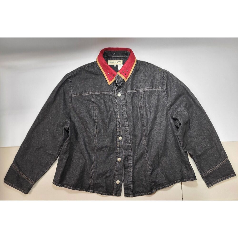 Yoakum Double D Ranch Western Denim Jacket 3X Collar Reversible Trim Vintage
